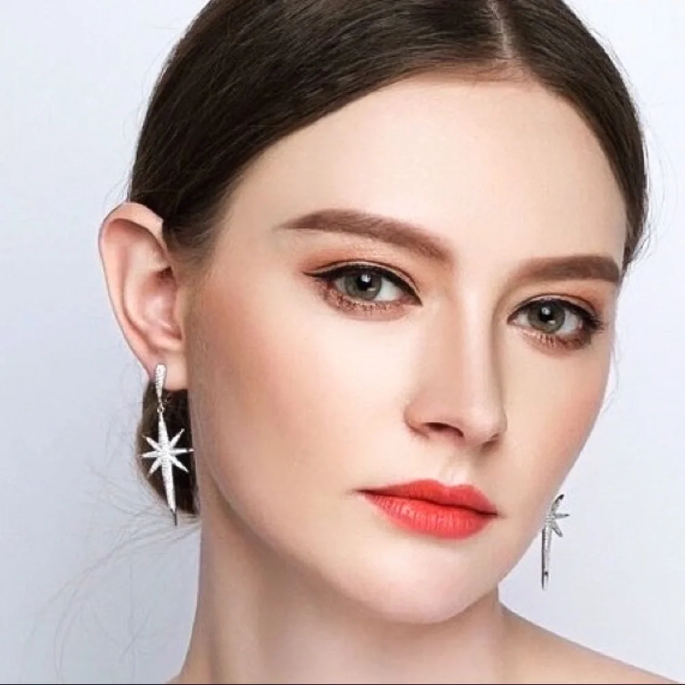 Any 2/$20! Crystal Pave Starburst Drop Earrings - Picture 3 of 12